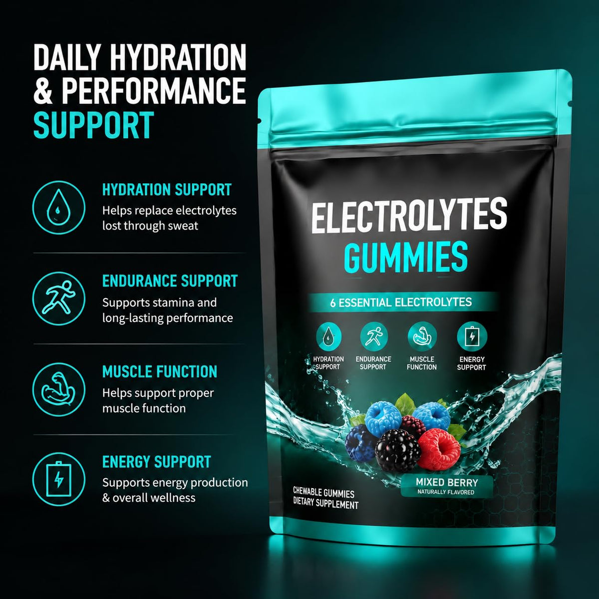 Fibetrue Electrolyte Gummies Mixed Berry - 60 Gummies - image 2