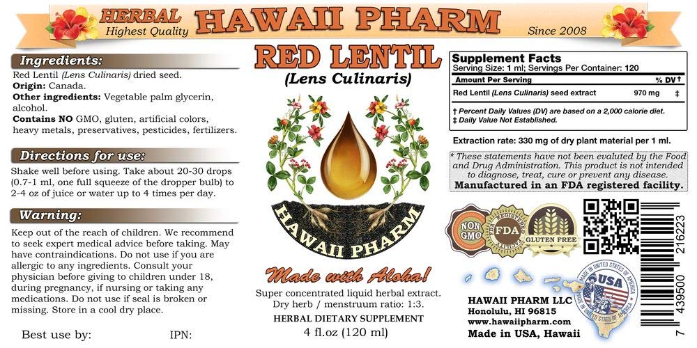 Hawaii Pharm Red Lentil (Lens culinaris) Seed Liquid Extract