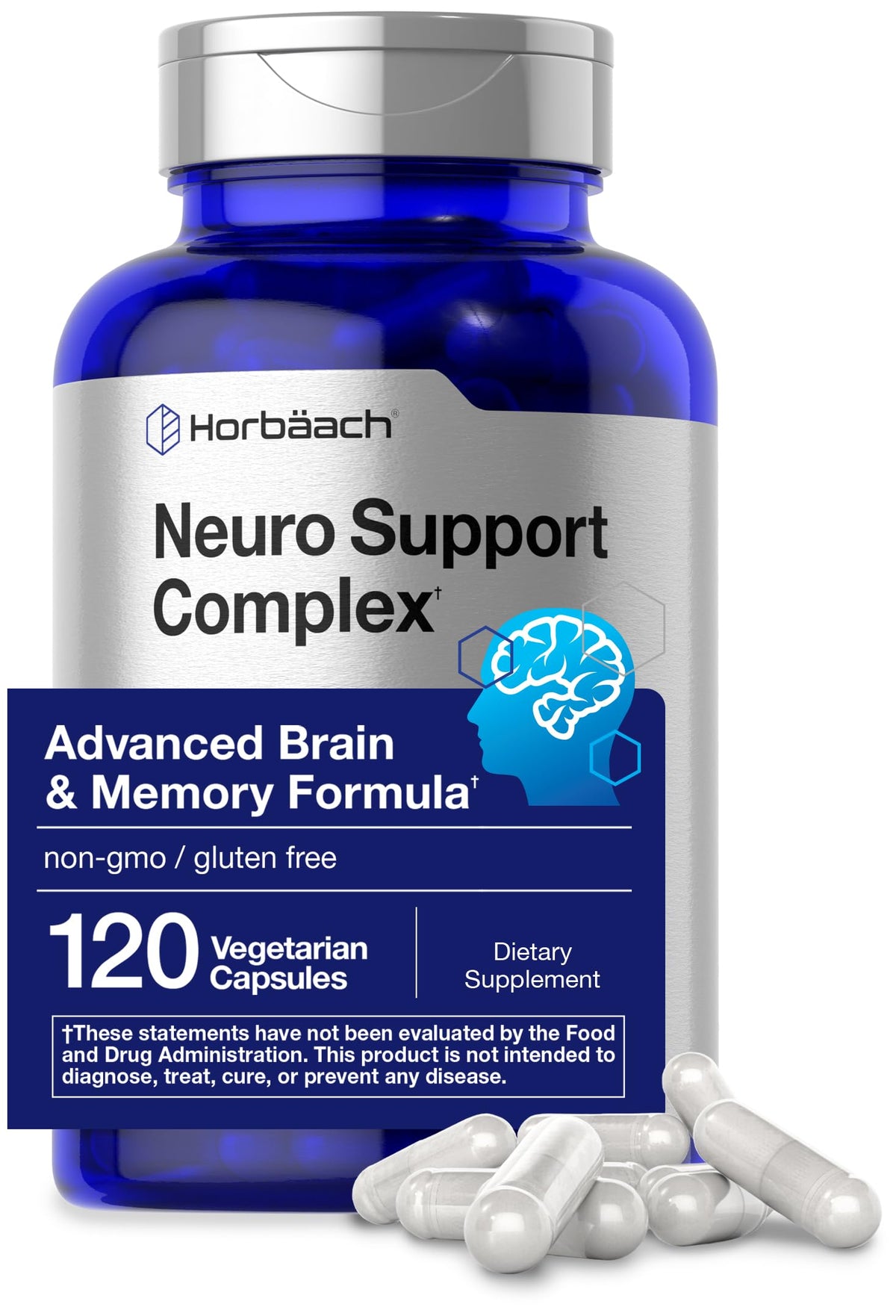 Horbäach Brain Supplement with Phosphatidylserine & DMAE - 120 Capsules