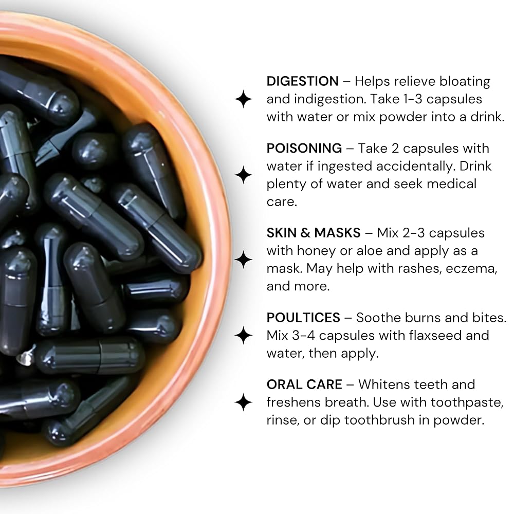 Schizandu Activated Coconut Charcoal Capsules- Supports Health - Vegan
