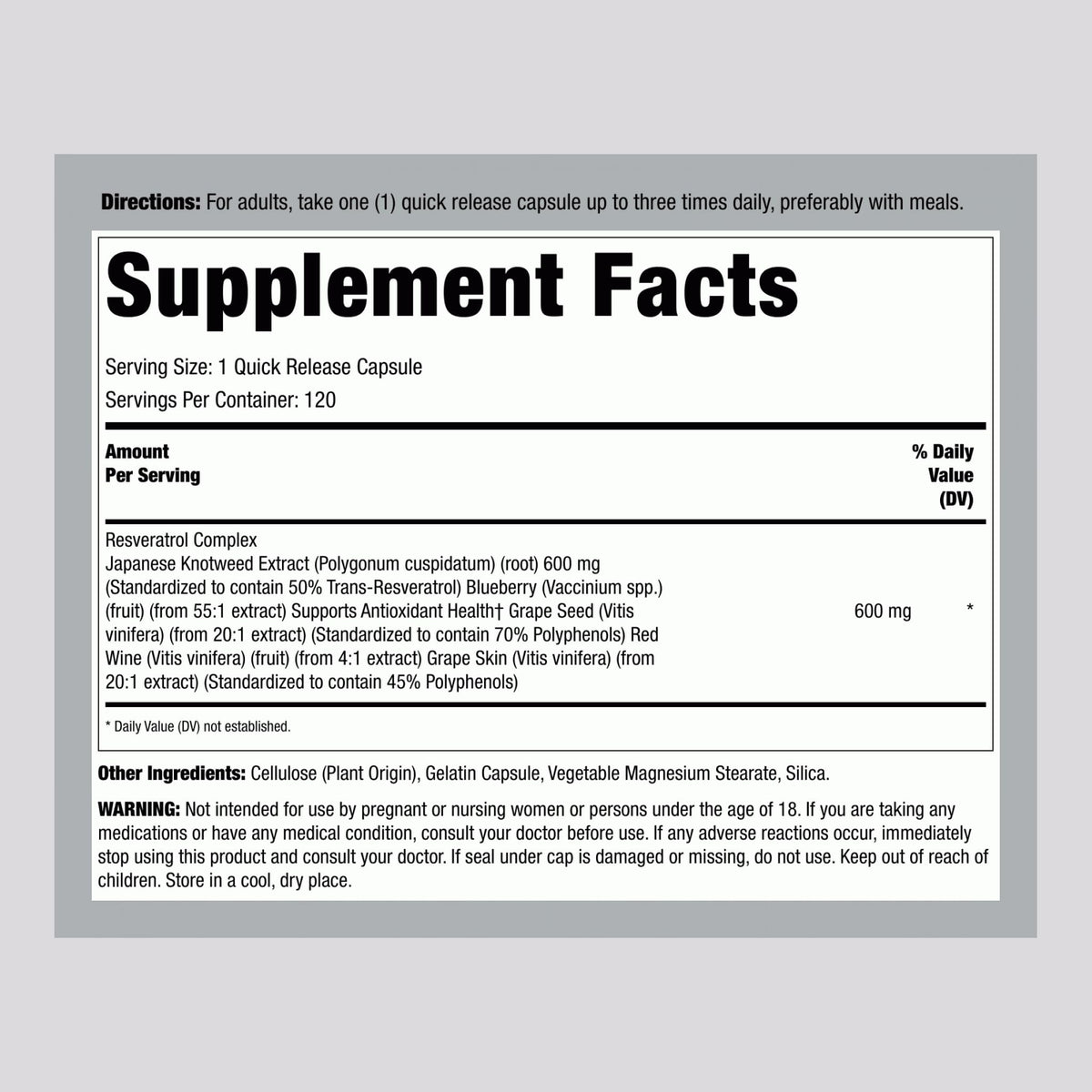 Lindberg Resveratrol Supplement - 120 Capsules - image 2