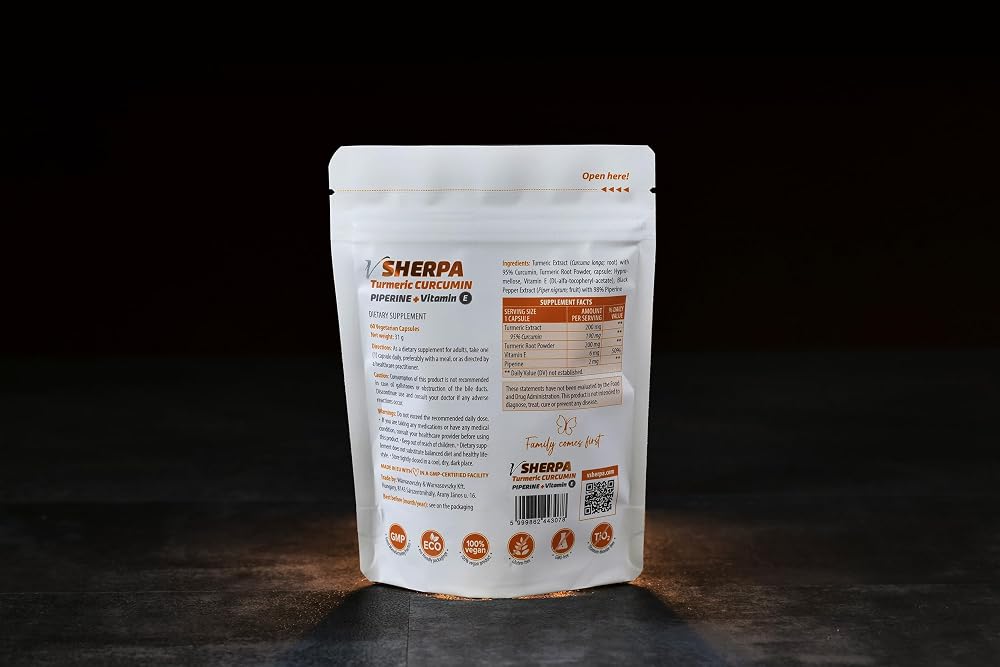 vSherpa Turmeric Curcumin with Piperine & Vitamin E - 60 Capsules - image 3