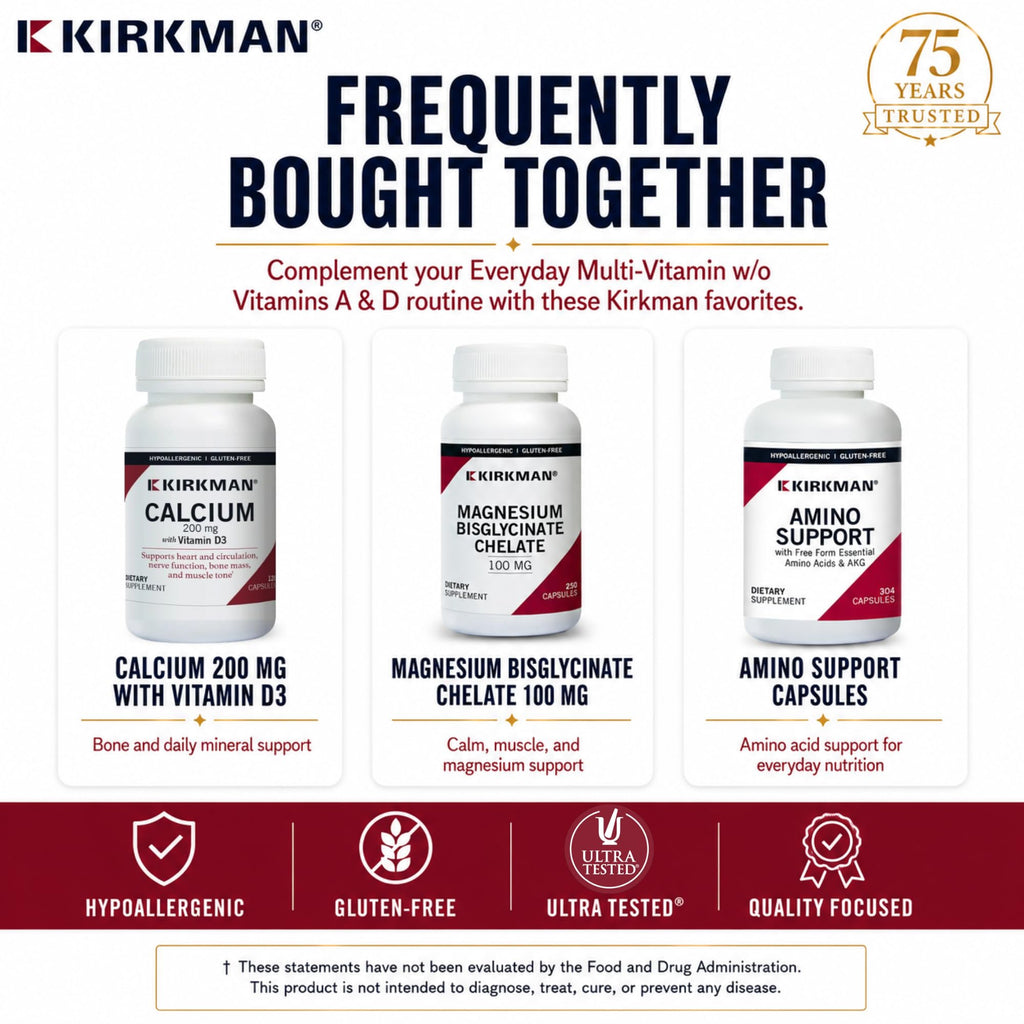 Kirkman Everyday Multivitamin Without Vitamins A & D - 180 Capsules - image 7