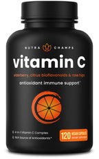 NutraChamps Vitamin C 1000 mg with Rose Hips & Elderberry - 120 Capsules