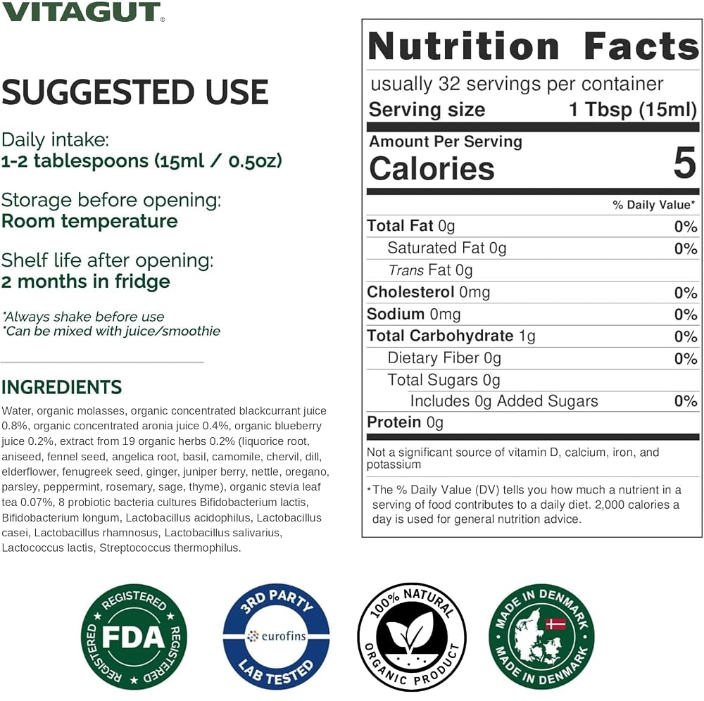 VITAGUT Liquid Probiotic with Prebiotics & Postbiotics - 17 Fl Oz - image 6