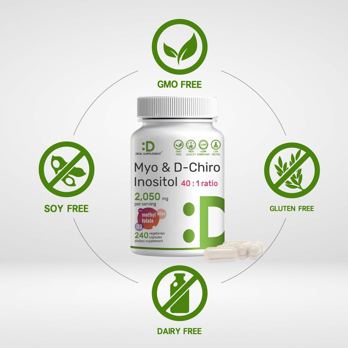DEAL SUPPLEMENT Myo-Inositol & D-Chiro Inositol for Women - 240 Capsules - image 3