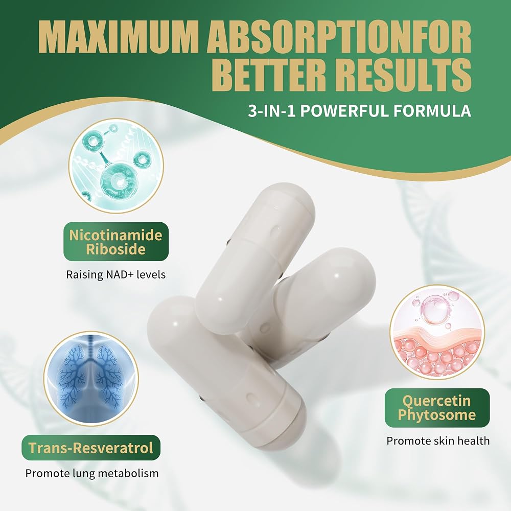 BAKAKOUL NAD Supplement with Resveratrol - 80 Capsules - image 5