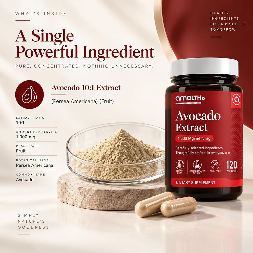 AMALTH Avocado Supplement Fruit Extract 1000mg - 120 Capsules - image 7