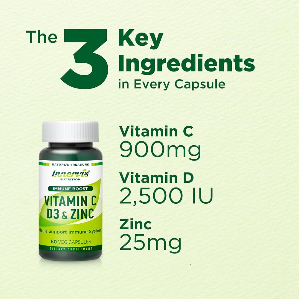 Innervis Nutrition Immune Boost Complex Vitamin C D3 Zinc - image 3