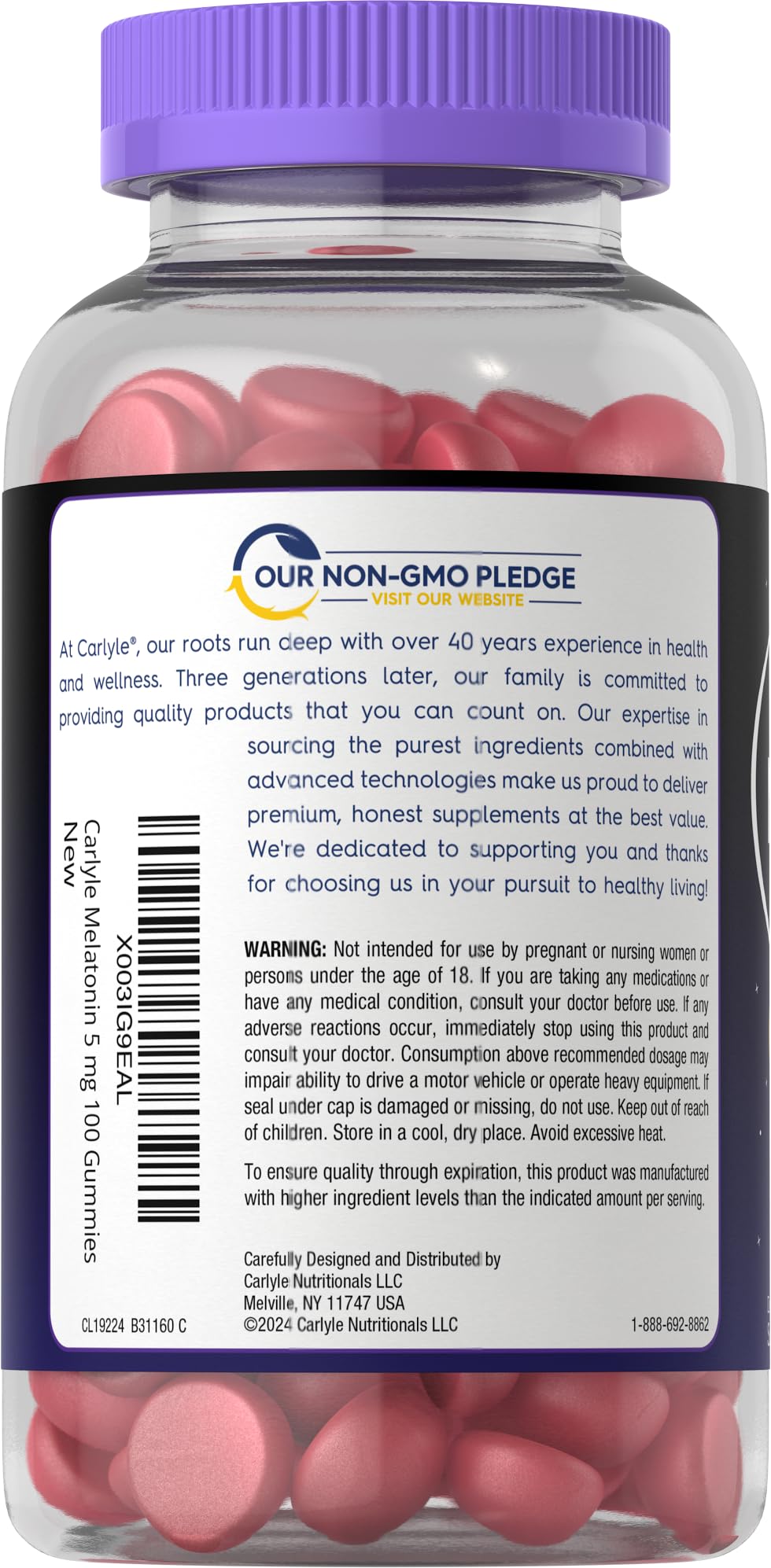 Carlyle Melatonin 5mg Gummies Berry Flavor - 100 Count - image 3