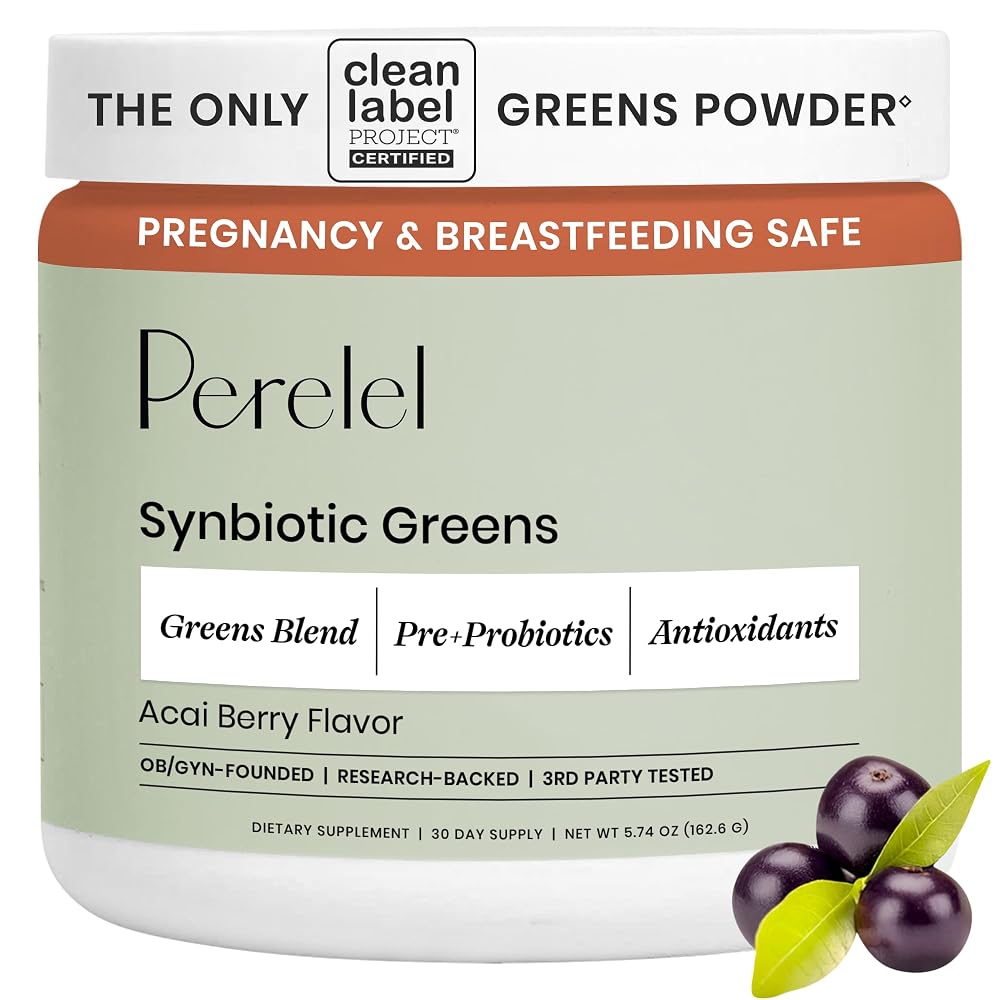Perelel Acai Berry Daily Greens Powder with Probiotics & Fiber
