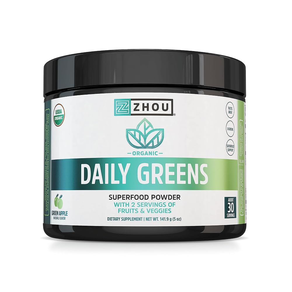 ZHOU Organic Daily Greens Powder Green Apple - 30 Servings