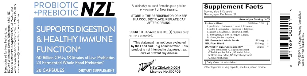 OMEGANZL Probiotic + Prebiotic Capsules 60 Billion CFUs - 30 Capsules - image 2