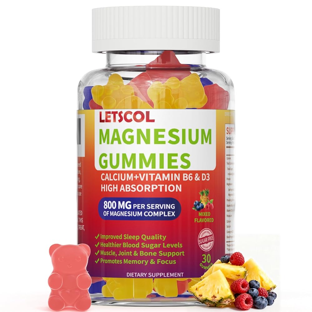 LETSCOL Magnesium Glycinate Gummies 800mg Per Serving