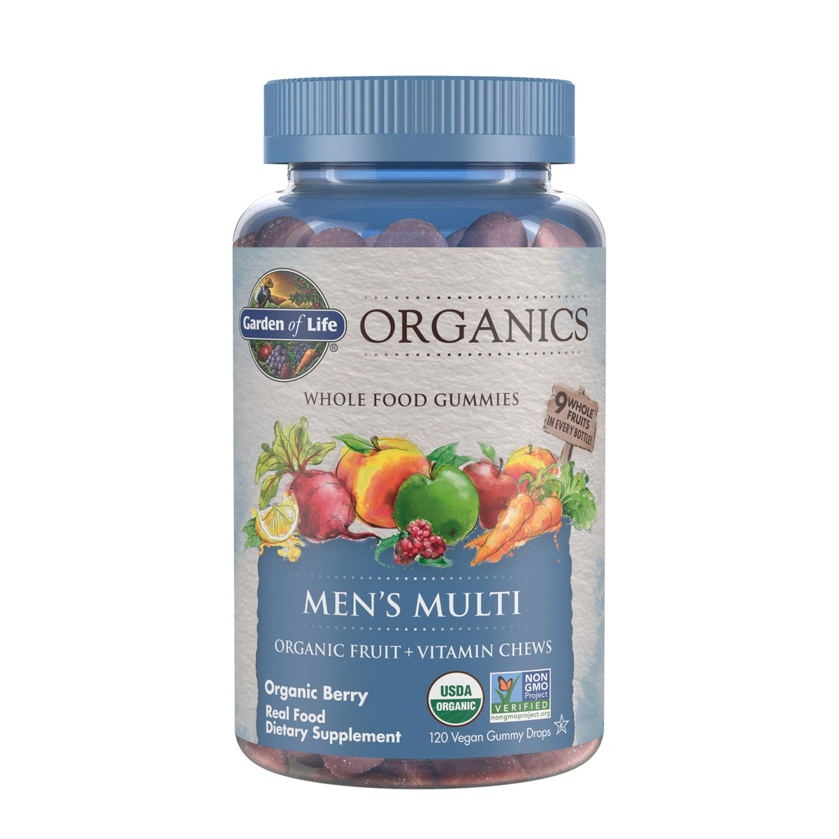 Garden of Life Organics Men's Multivitamin Gummies, Berry - 120 Gummies