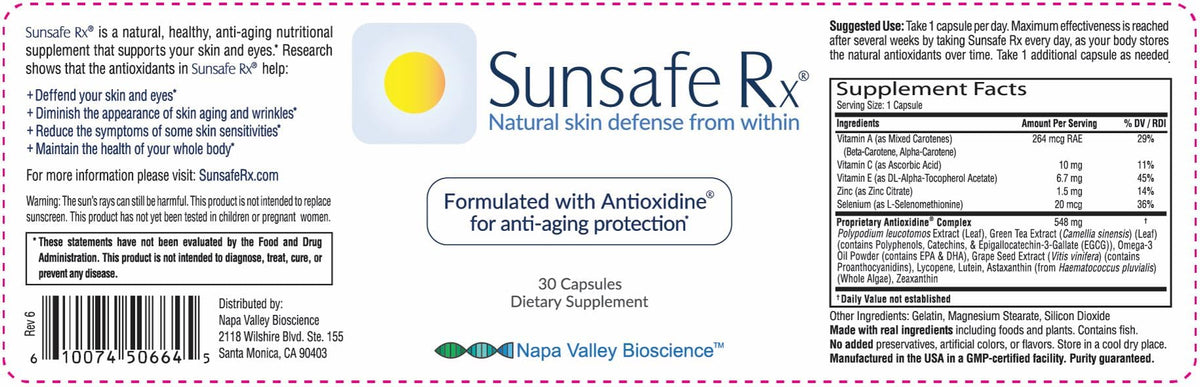 Sunsafe Rx Anti Aging Supplement Natural Skin Protection - 30 Capsules - image 8