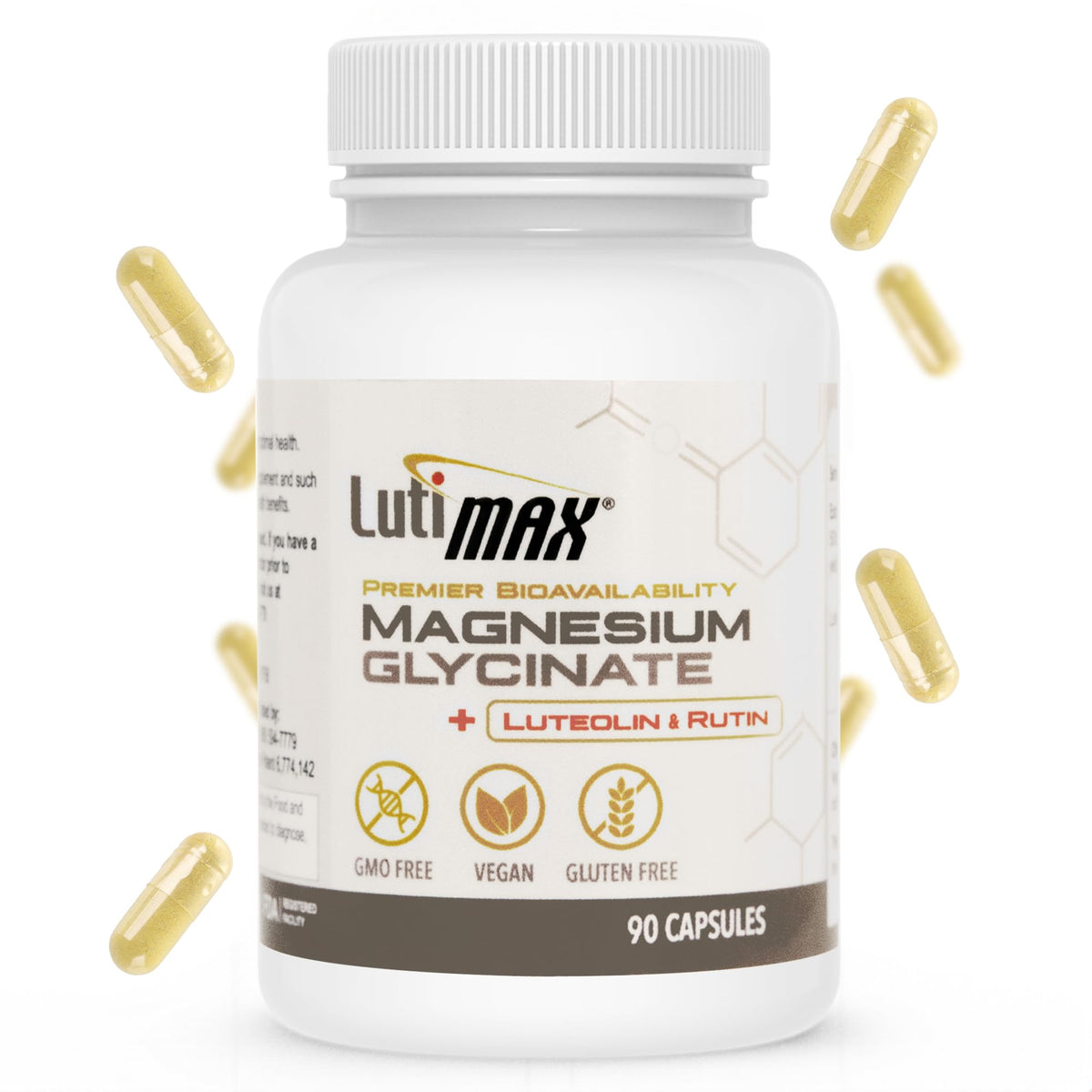 Lutimax Magnesium Glycinate 500mg for Sleep Support - 90 Capsules