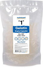 Nutricost Empty Gelatin Capsules Size 1 - 500 Count