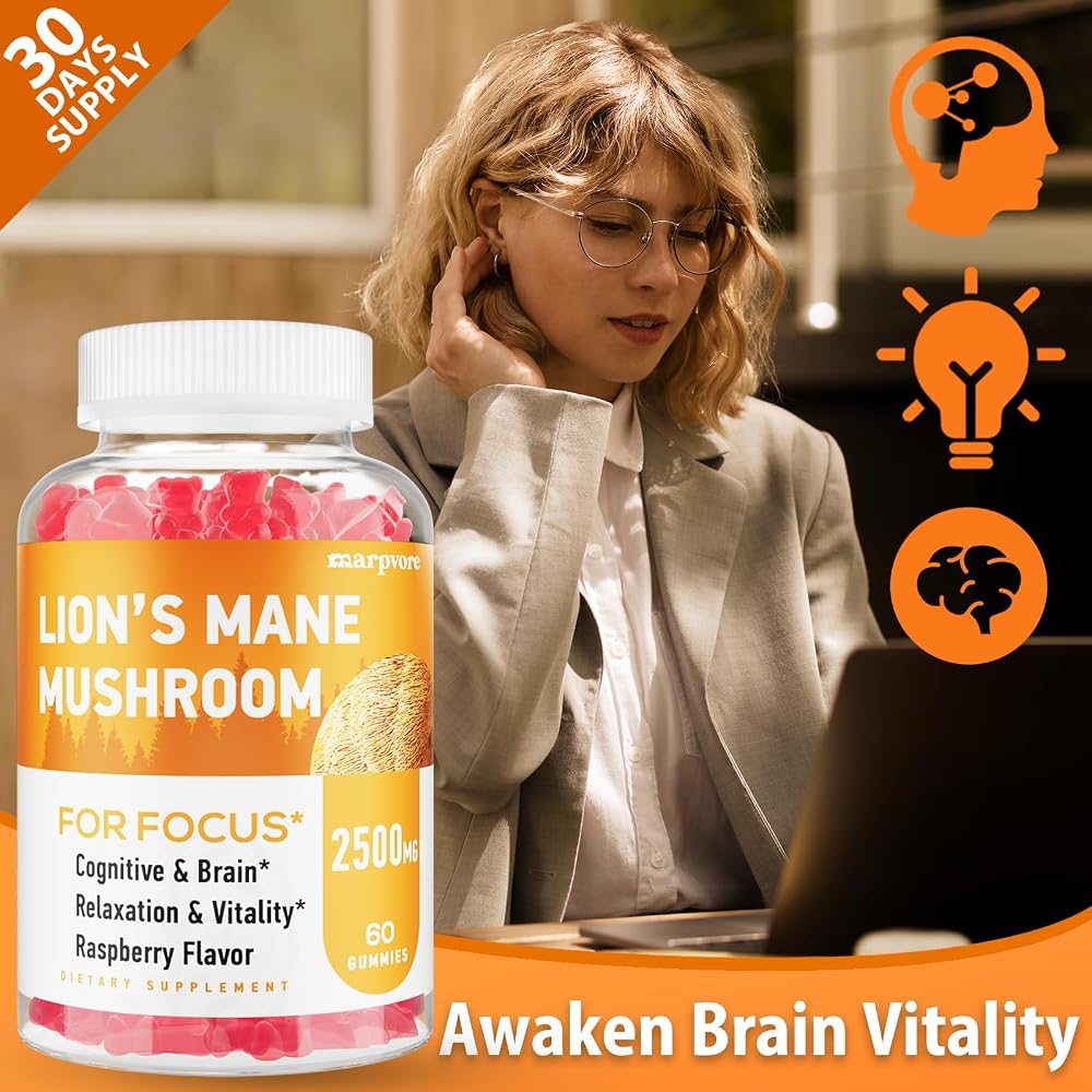 Marpvore Lion's Mane Gummies with Ashwagandha & Alpha GPC - 60 Gummies - image 6
