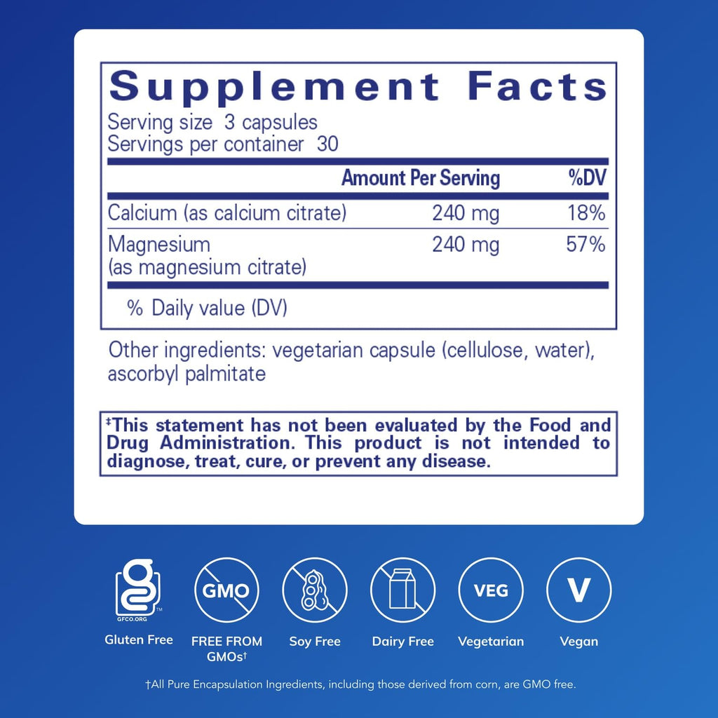 Pure Encapsulations Calcium Magnesium Citrate - 90 Capsules - image 2