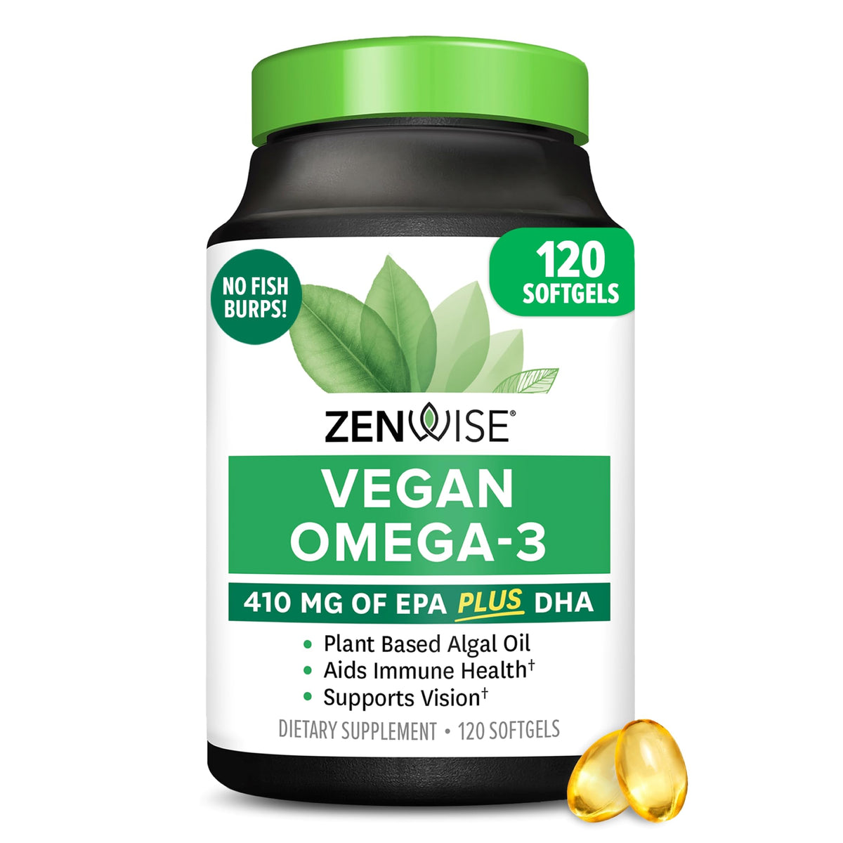Zenwise Health Vegan Omega-3 Algae Oil EPA DHA - 120 Softgels