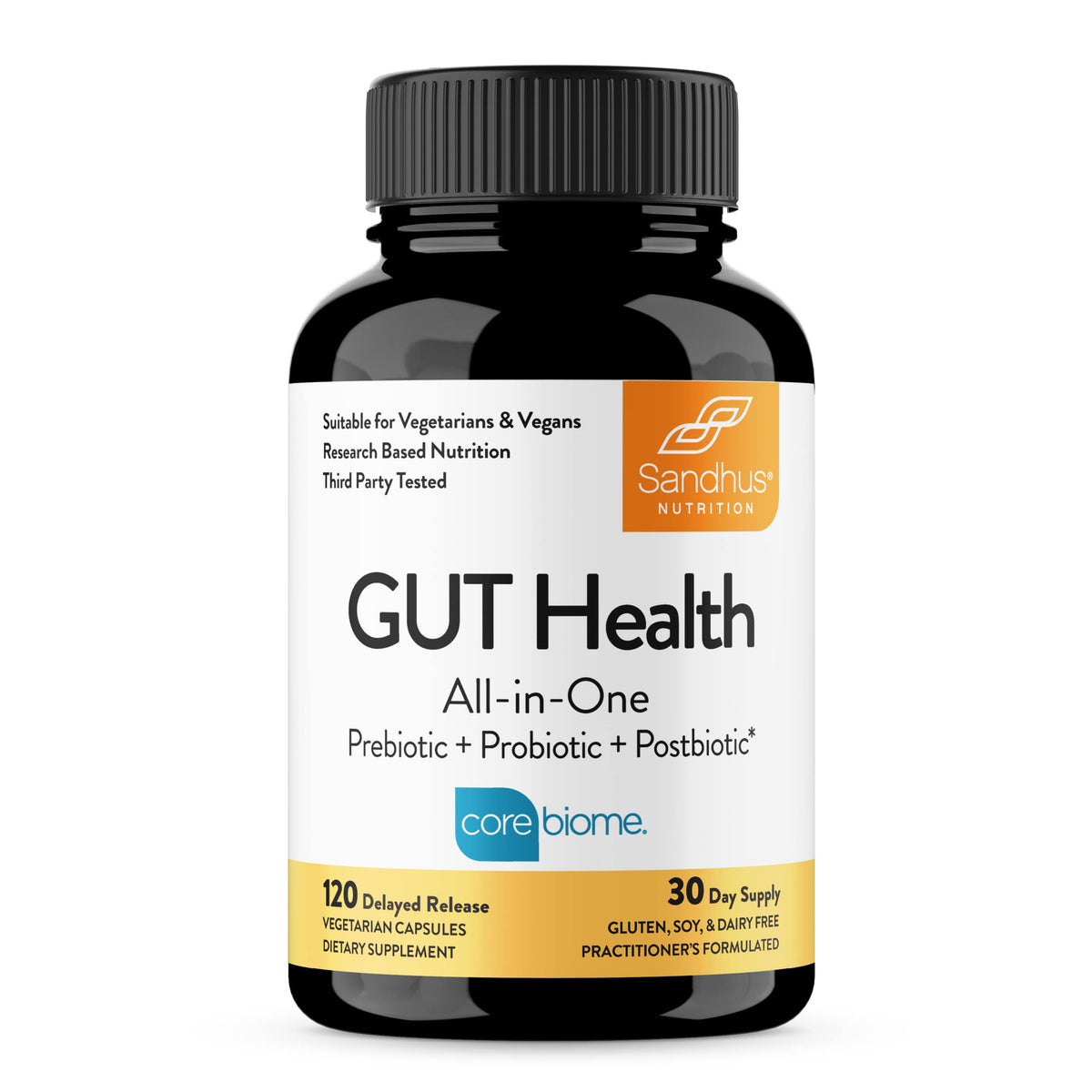 Sandhu's Gut Health Prebiotic Probiotic Postbiotic - 120 Capsules
