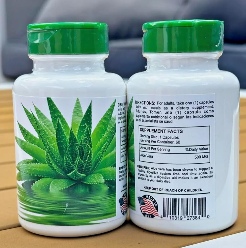 Generic Aloe Vera 500mg Extract Capsules Digestive Support - 60 Capsules - image 2