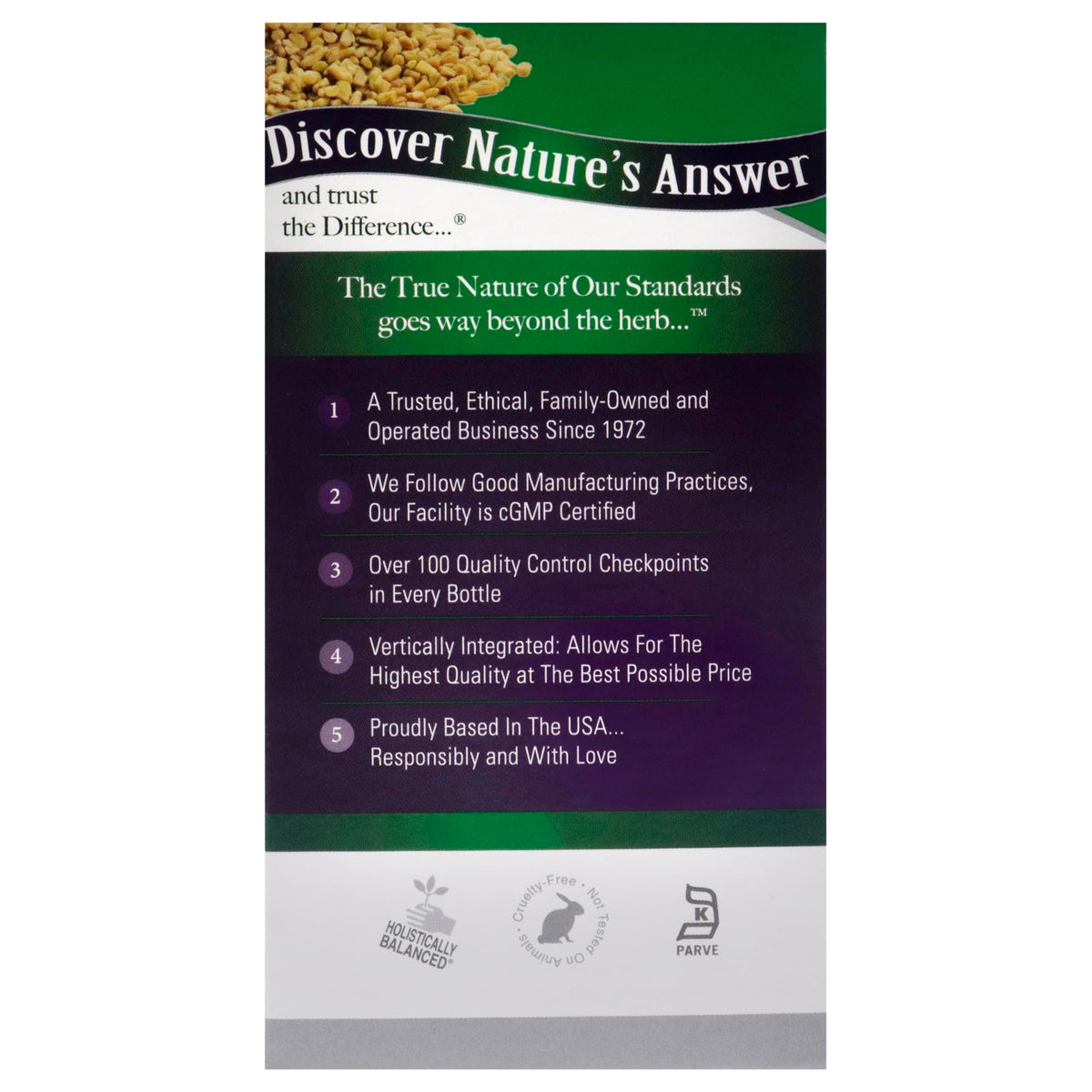 Nature's Answer Fenugreek Seed Supplement - 90 Capsules - image 6
