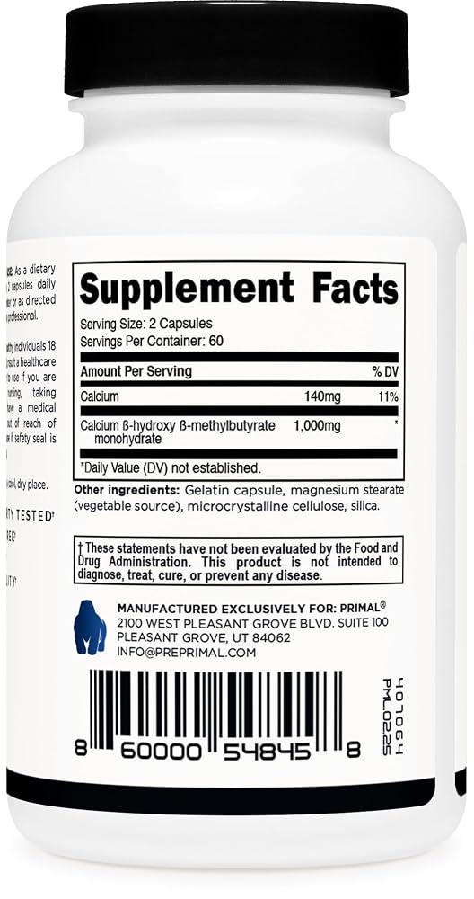 Primal HMB 1000mg Workout Support - 120 Capsules - image 4