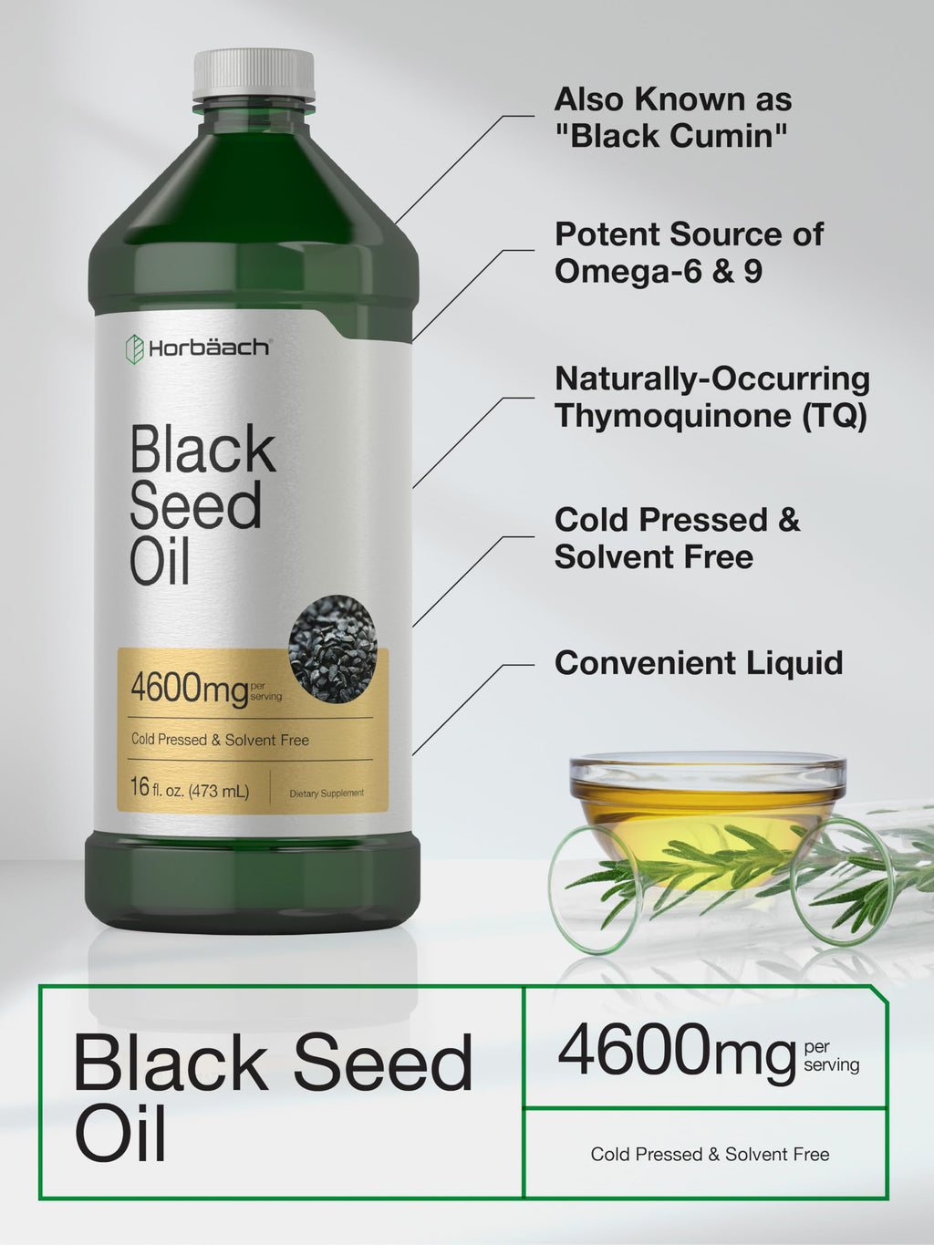 Horbäach Black Seed Oil Liquid - 16 Fl Oz - image 4