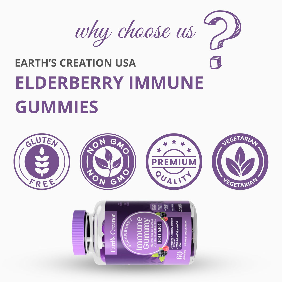Earth's Creation Elderberry Gummies Immune Support - 60 Count - image 6