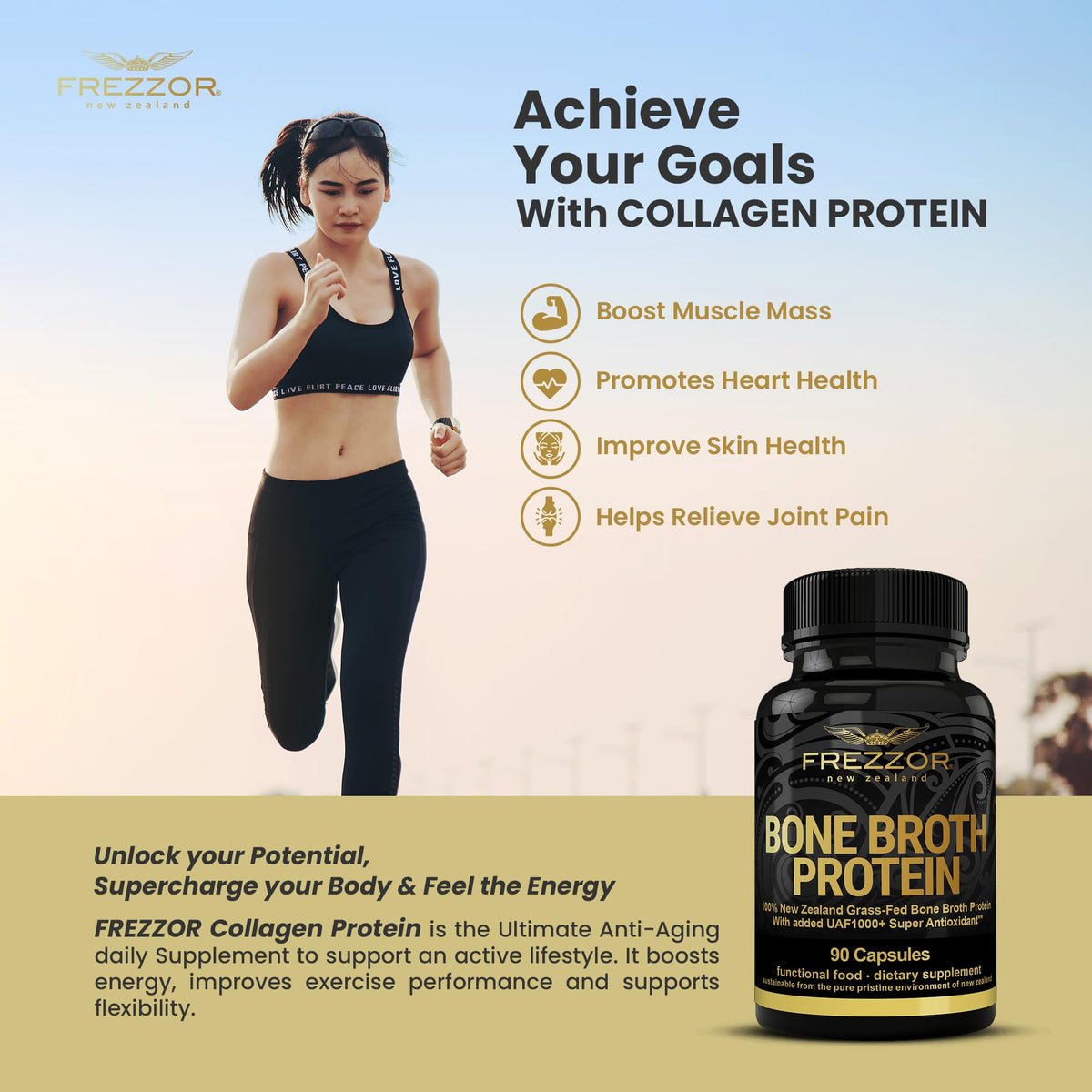 FREZZOR Bone Broth Protein Capsules Grass-Fed - 180 Capsules - image 5