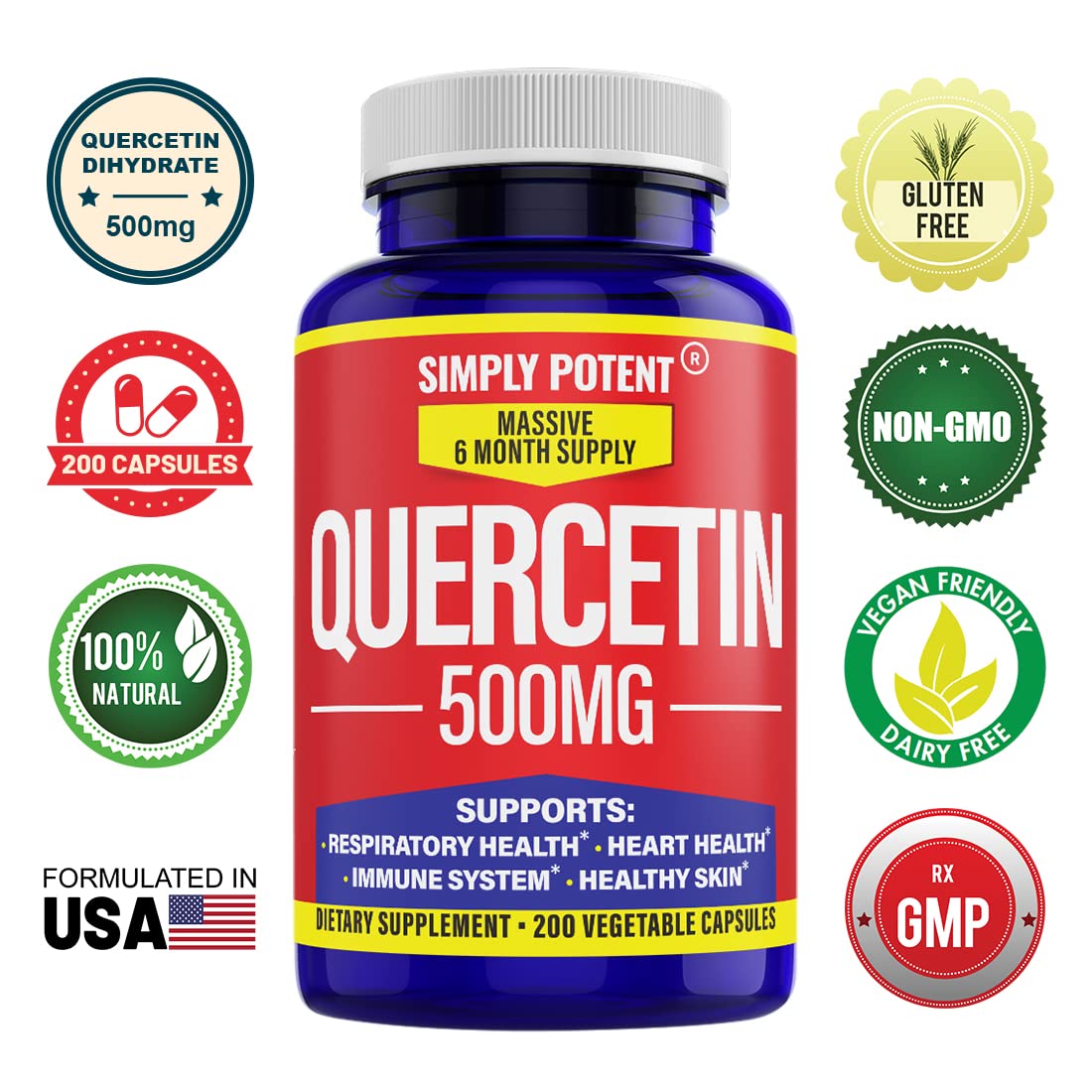 Simply Potent Quercetin 500mg Antioxidant - 200 Capsules - image 3