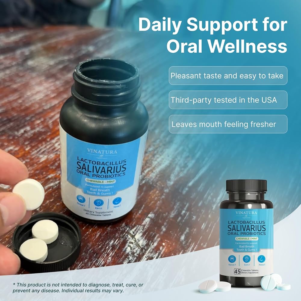 VINATURA Lactobacillus Salivarius Oral Probiotics - 45 Tablets - image 6