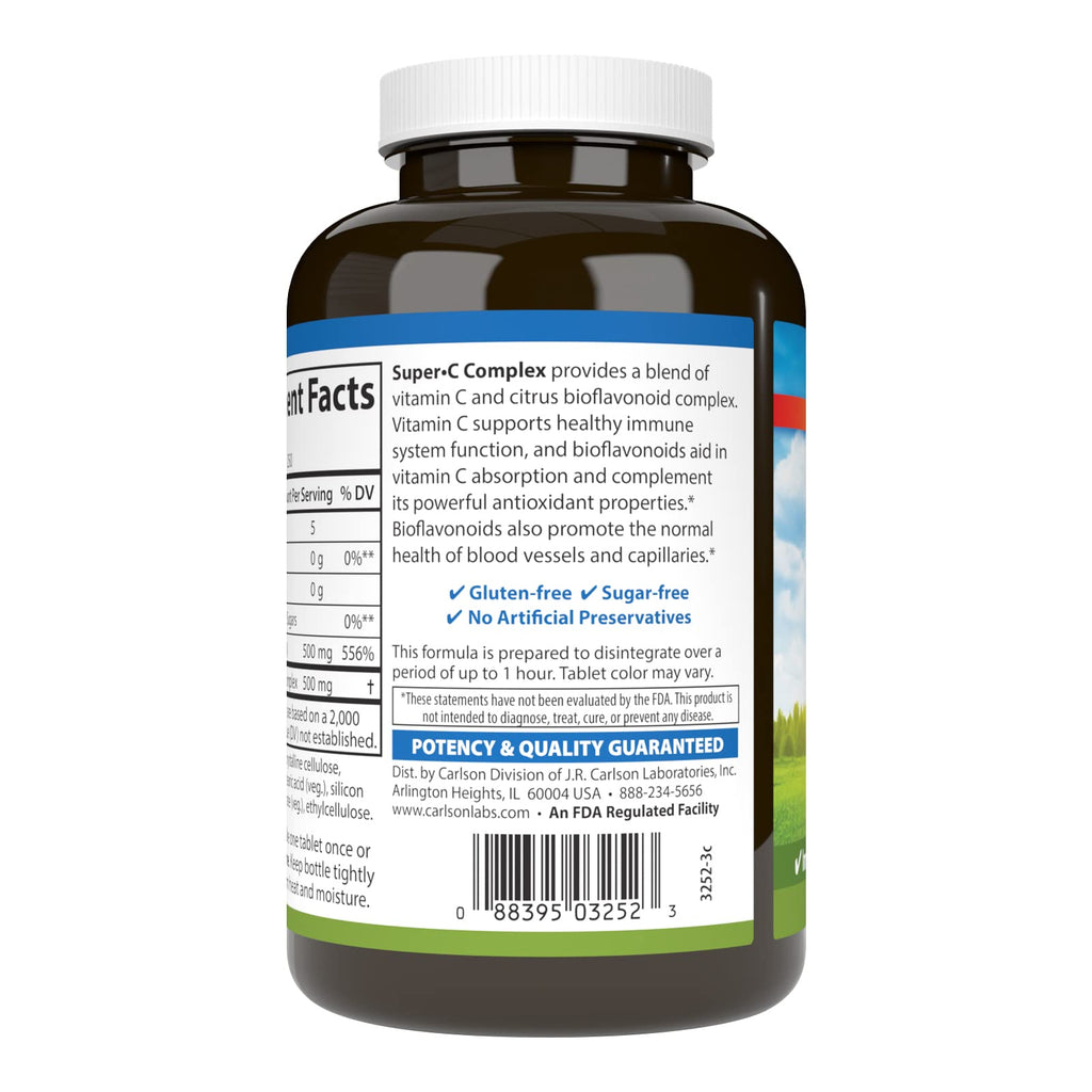 Carlson Super-C Complex 500 mg Vitamin C - 250 Tablets - image 3