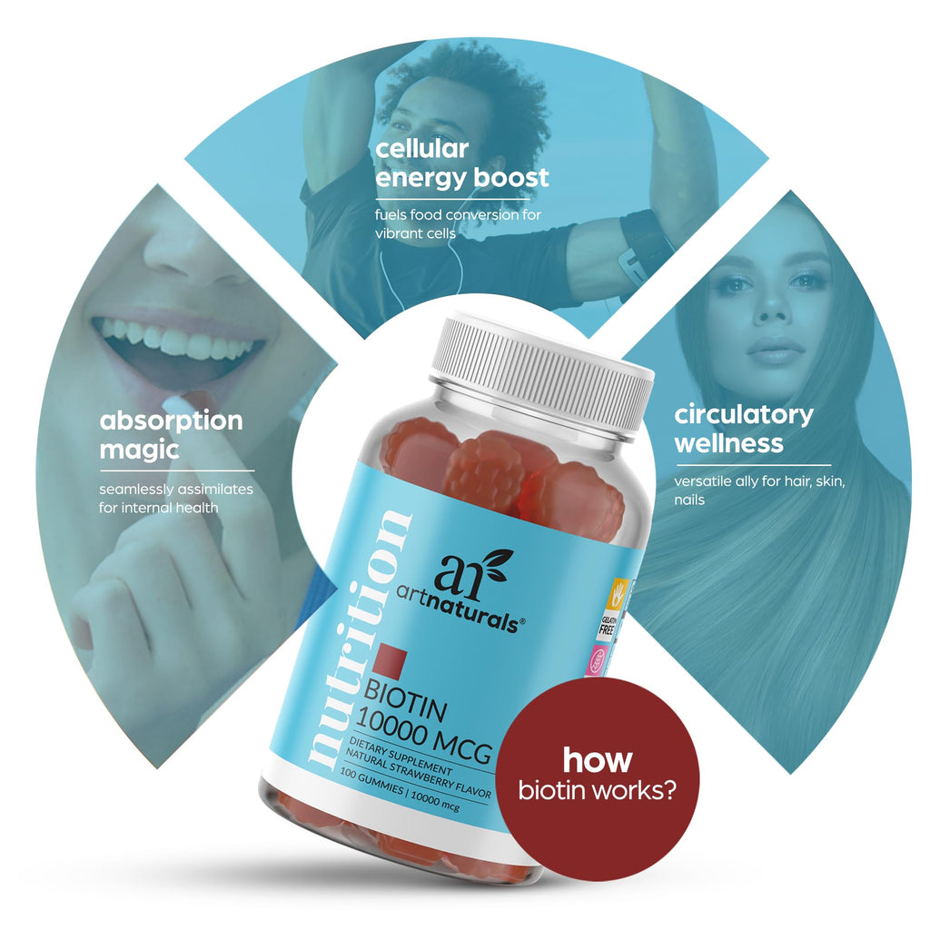 Artnaturals Biotin Gummies Strawberry - 100 Count - image 4