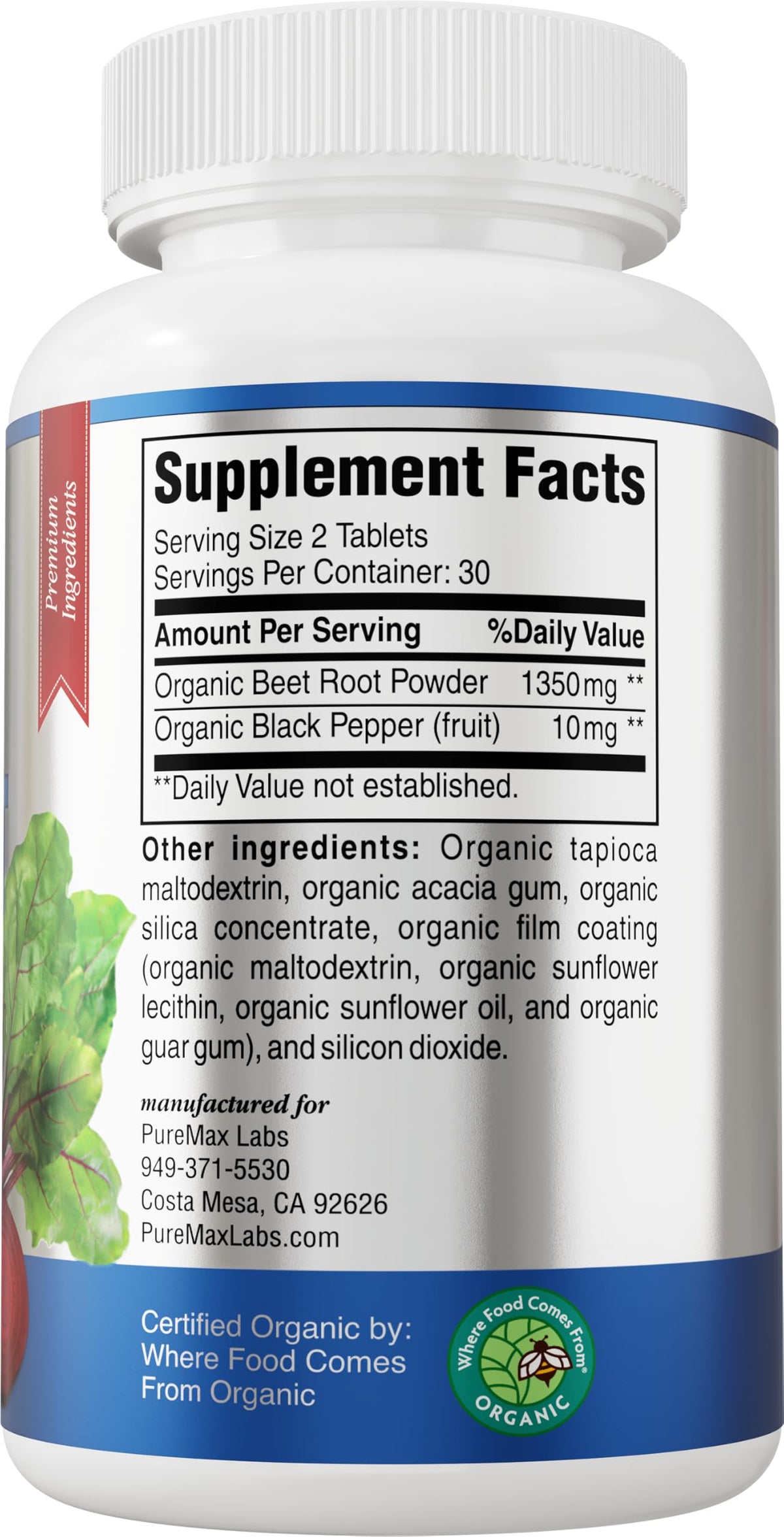 YUMMYVITE Organic Beet Root Powder 1350mg - 60 Tablets - image 5
