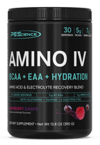 PEScience Amino IV BCAA & EAA Powder, Raspberry Grape - 30 Servings
