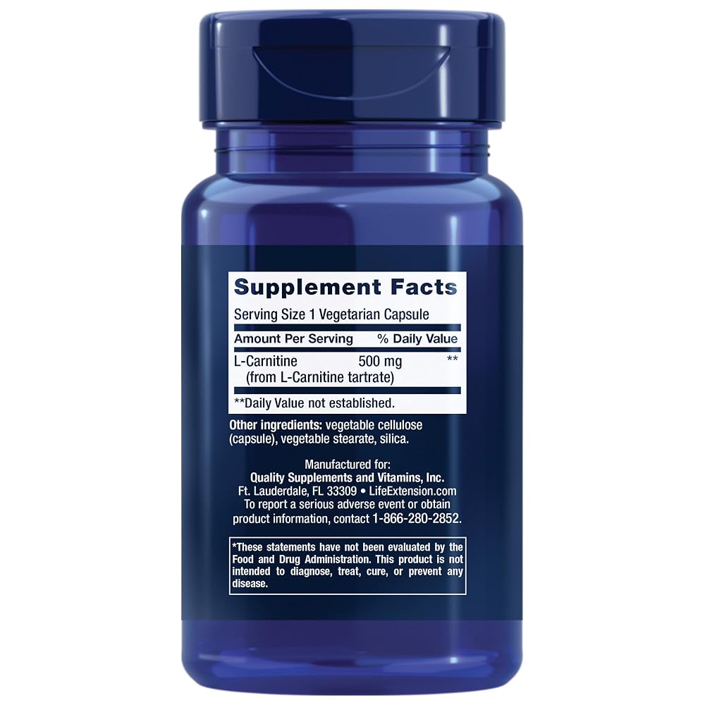 Life Extension L-Carnitine 500 mg Energy Supplement - 60 Capsules - image 2