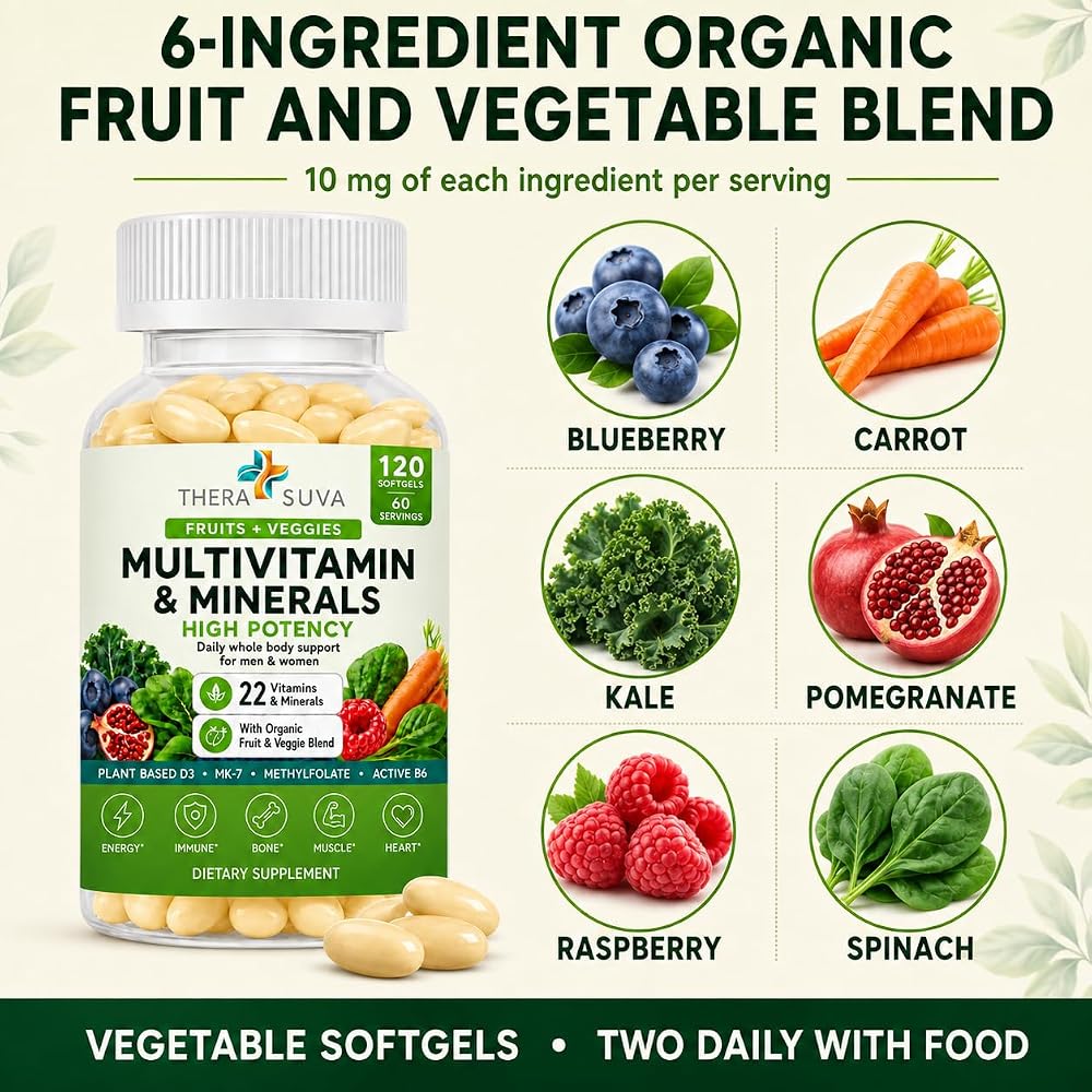 TheraSuva All Natural Multivitamin & Minerals - 120 Softgels - image 3