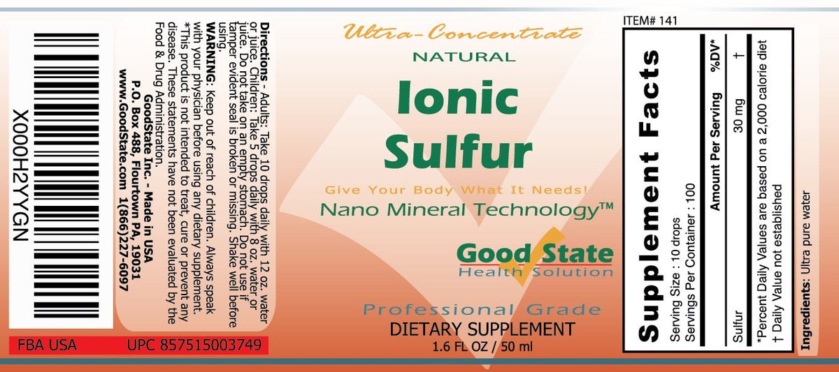 Good State Liquid Ionic Minerals Sulfur Ultra Concentrate - 100 Servings - image 2