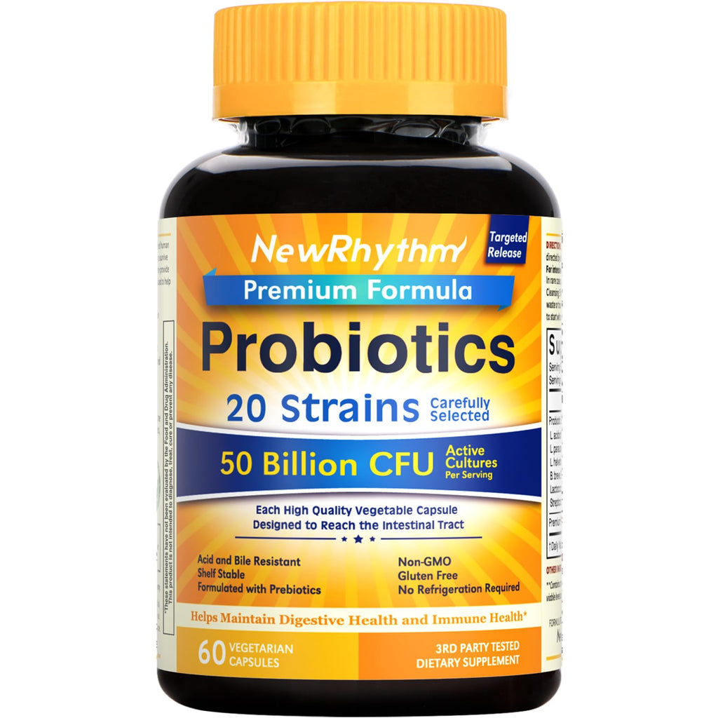 NewRhythm Probiotics 50 Billion CFU 20 Strains - 60 Capsules