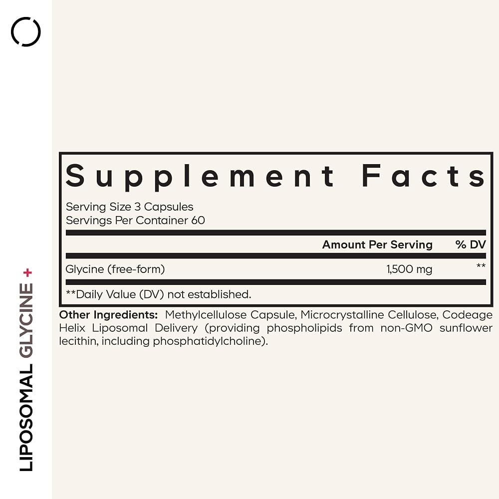 Codeage Liposomal Glycine 1500mg Amino Acid - 180 Capsules - image 2
