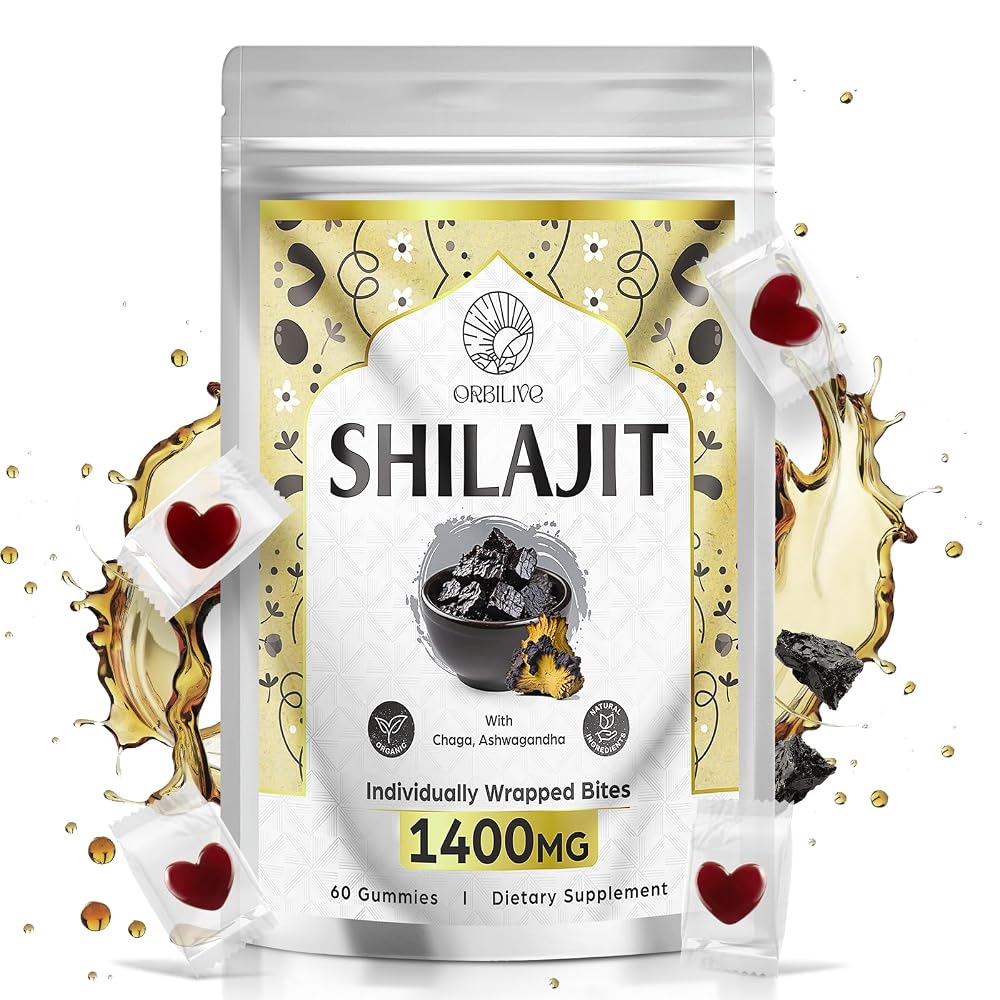 ORBILIVE Shilajit Gummies 1400 mg with Ashwagandha - 60 Gummies