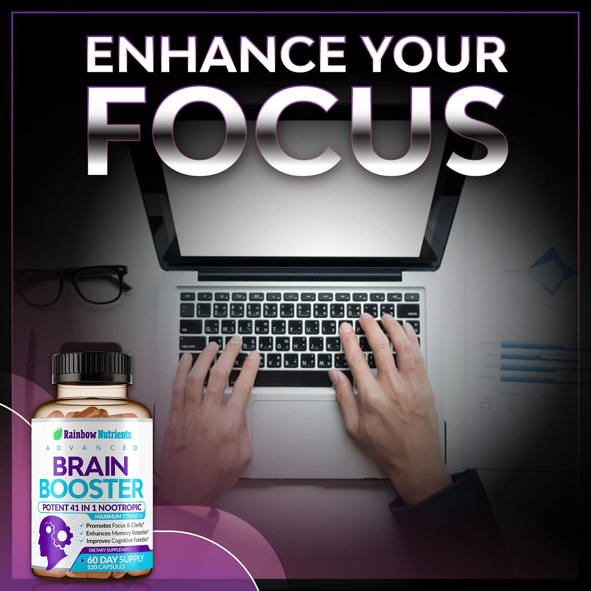 Rainbow Nutrients 40-in-1 Brain Booster Nootropic - 120 Capsules - image 4
