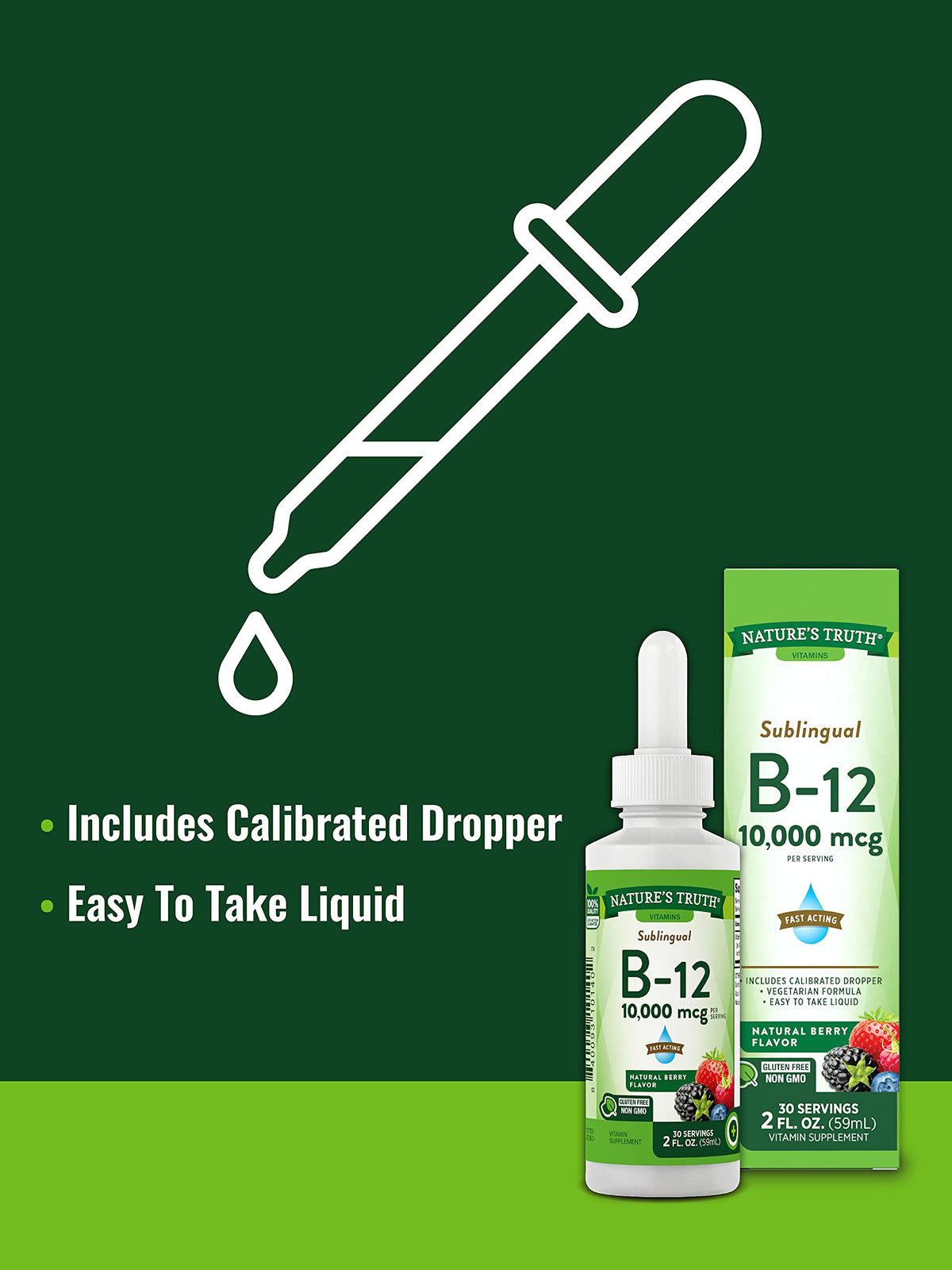 Nature's Truth Sublingual Vitamin B-12 10,000 Mcg Liquid - 2 Fl Oz - image 3
