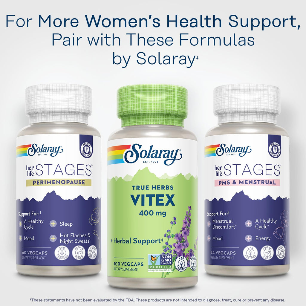 SOLARAY Unflavored Capsules Vitex Herbal Support 400Mg Bottle