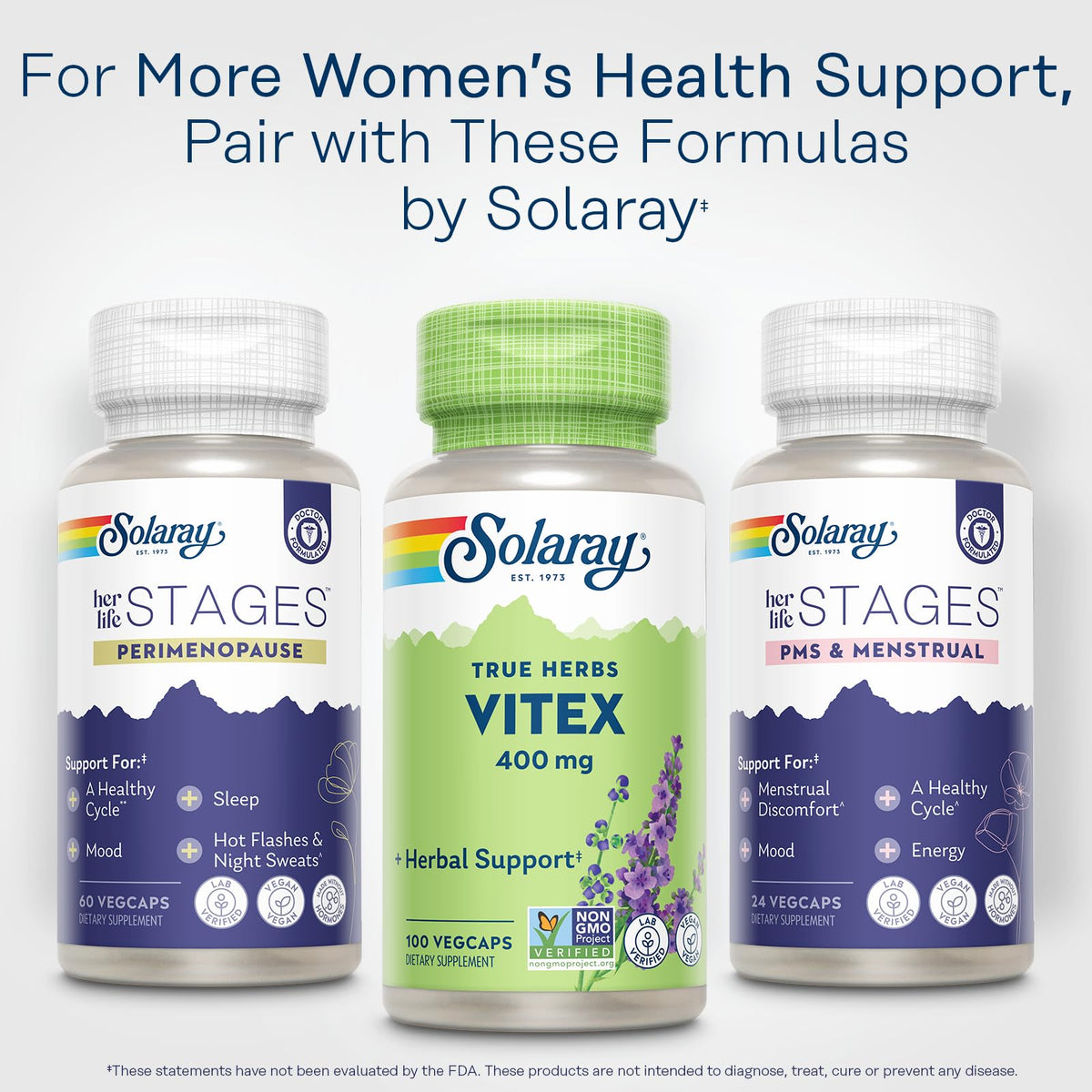 SOLARAY Unflavored Capsules Vitex Herbal Support 400Mg Bottle