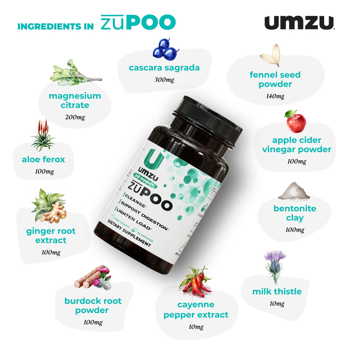 UMZU zuPOO Colon Cleanse Capsules - 30 Capsules - image 2