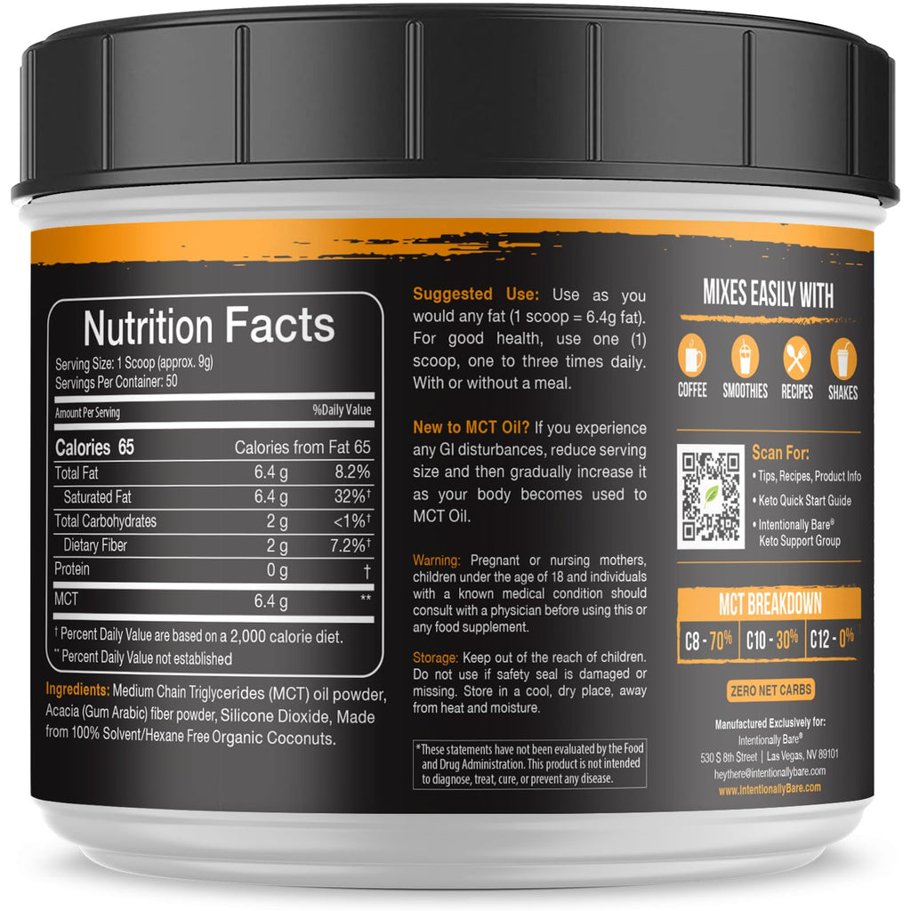 Intentionally Bare MCT Oil Powder Unflavored - 16 oz - image 3